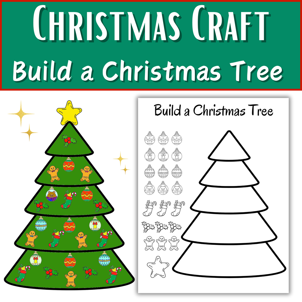 Build Color A Christmas Tree Template Decorate A Christmas Tree Cut Past Activity Scissor Practice Made By Teachers