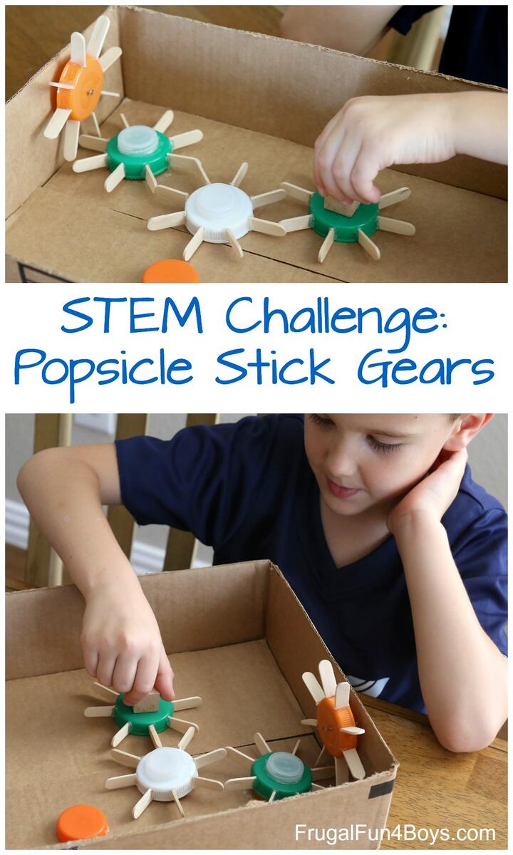 Build Working Gears Out Of Popsicle Sticks Frugal Fun For Boys And Girls
