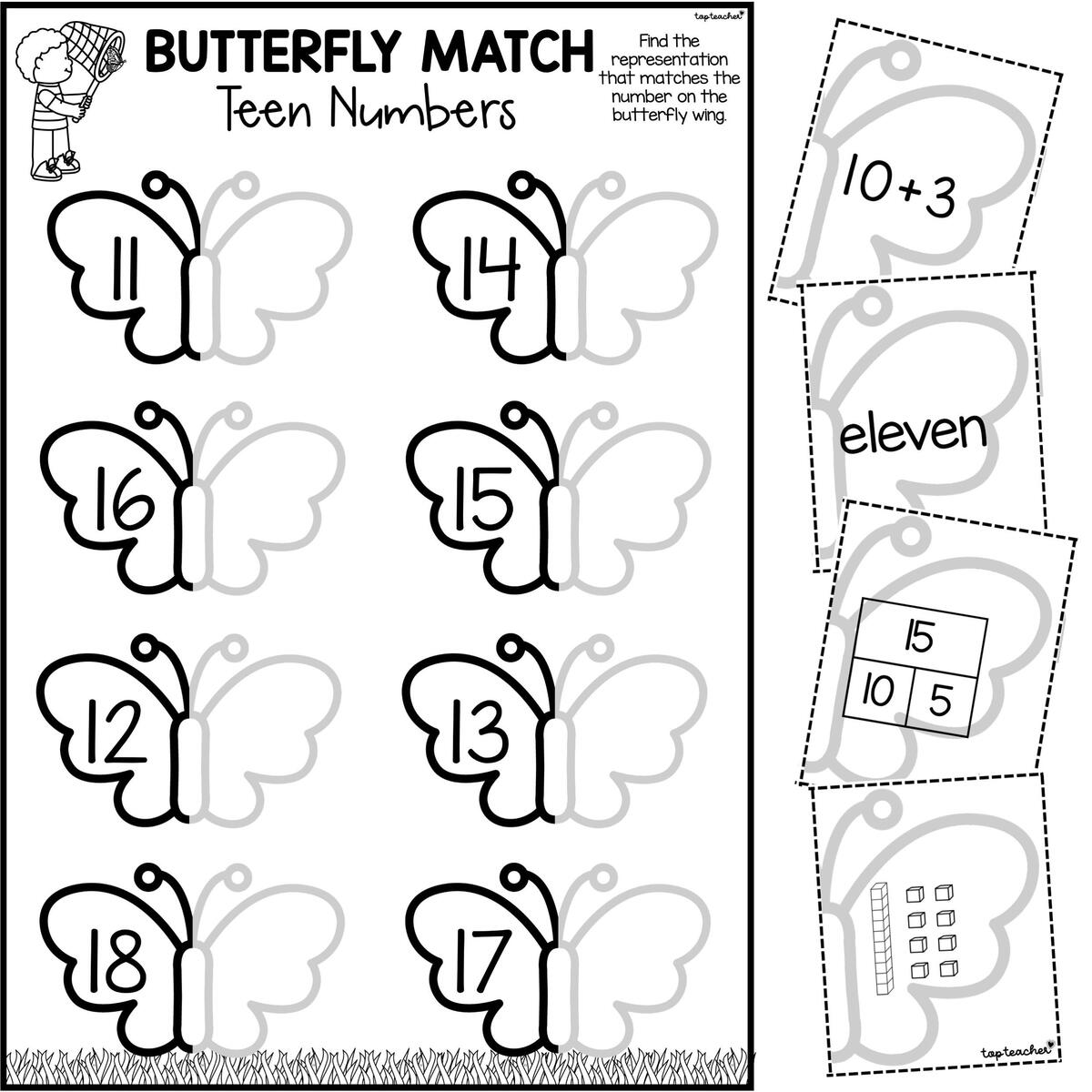 Butterfly Match Teen Number Worksheets Top Teacher Butterfly Match Teen Number Worksheets Top Teacher