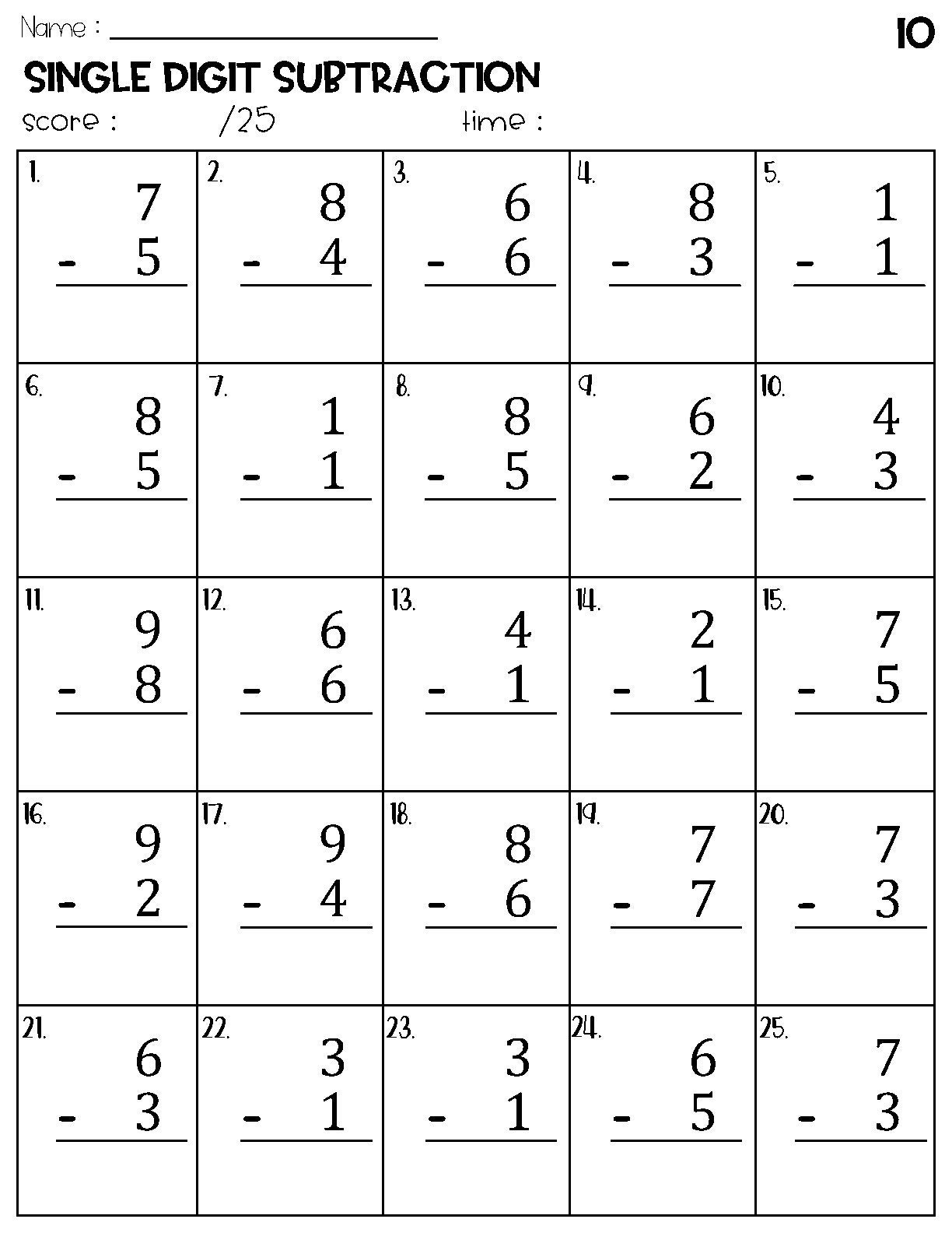 Buy Single Digit Subtraction Worksheets Online In India Etsy Buy Single Digit Subtraction Worksheets Online In India Etsy