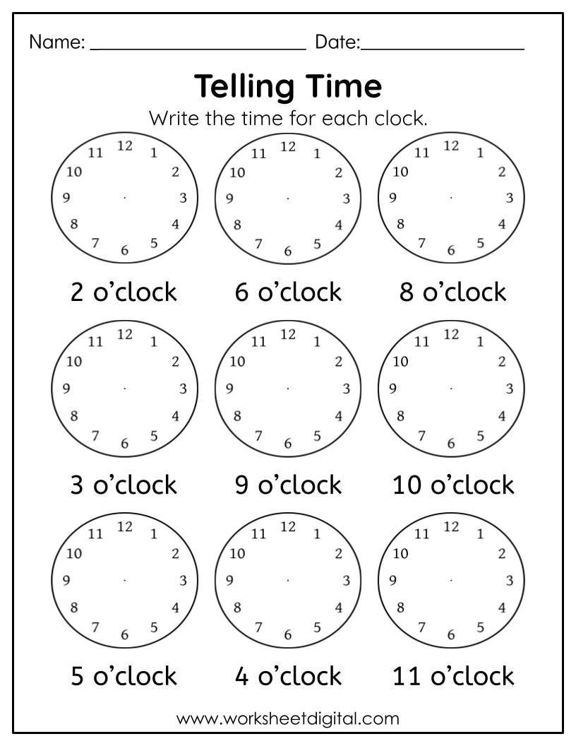 Buy Telling Time Worksheet Digital Analog Clock Practice PDF Online In India Etsy