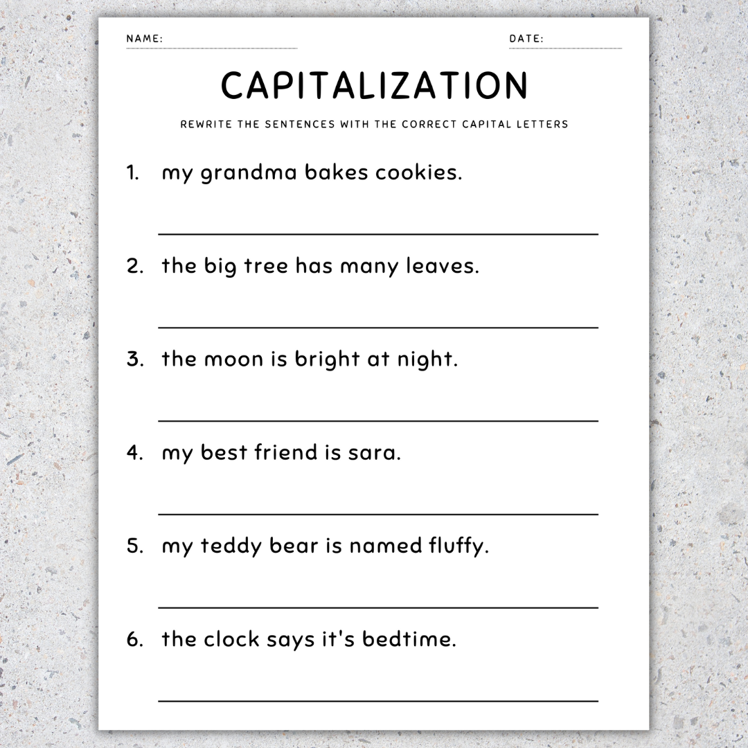Capitalization Worksheets Free Printable Grammar Practice
