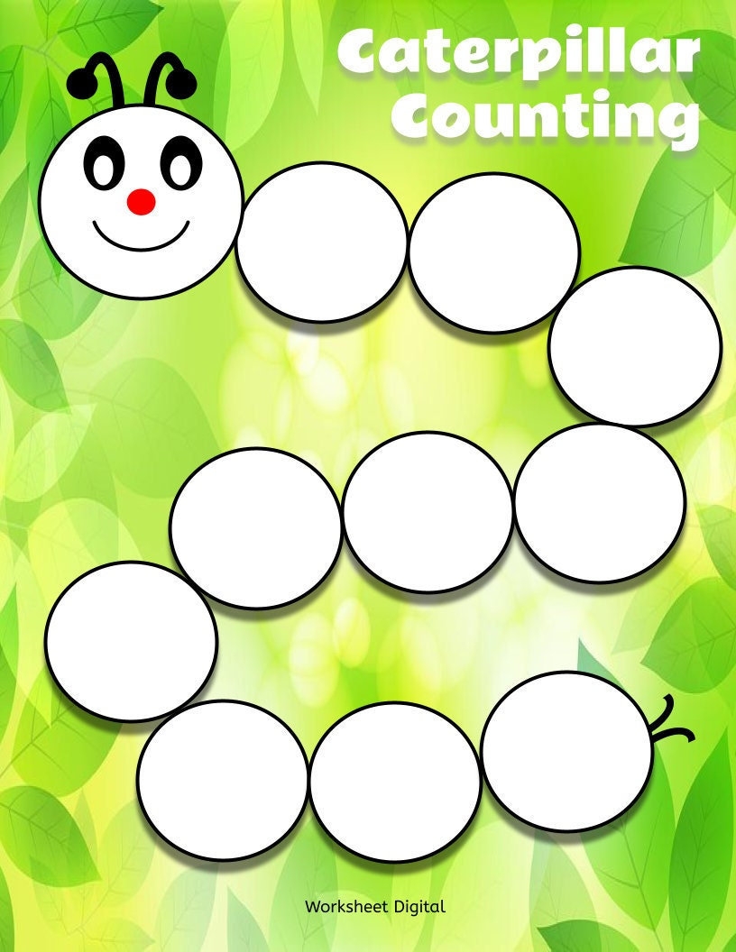 Caterpillar Counting Worksheet Numbers 0 100 Preschool Kindergarten PDF Etsy