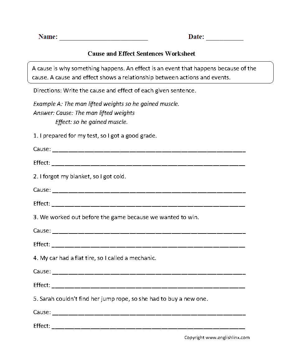 Cause And Effect Worksheets Cause And Effect Sentences Worksheets Cause And Effect Match Interactive Worksheet Worksheets Library