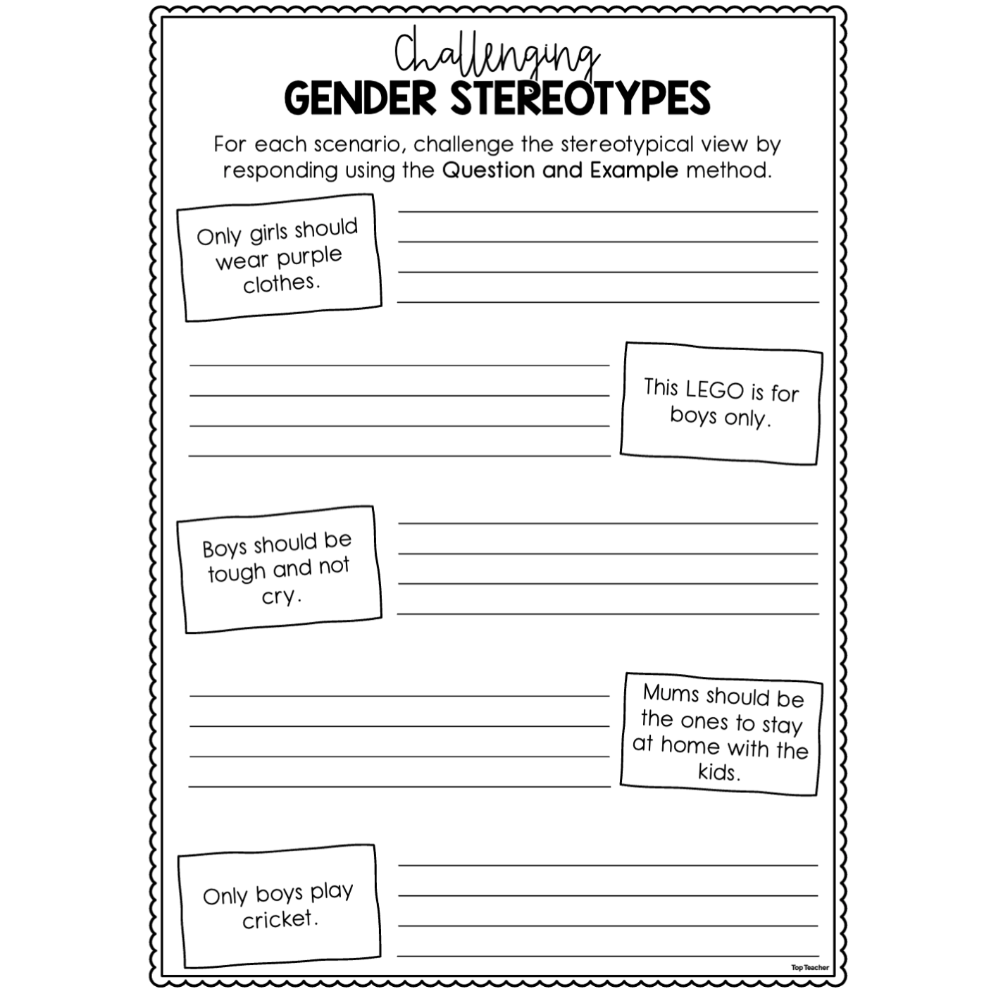 Challenging Gender Stereotypes Worksheet Top Teacher Challenging Gender Stereotypes Worksheet Top Teacher