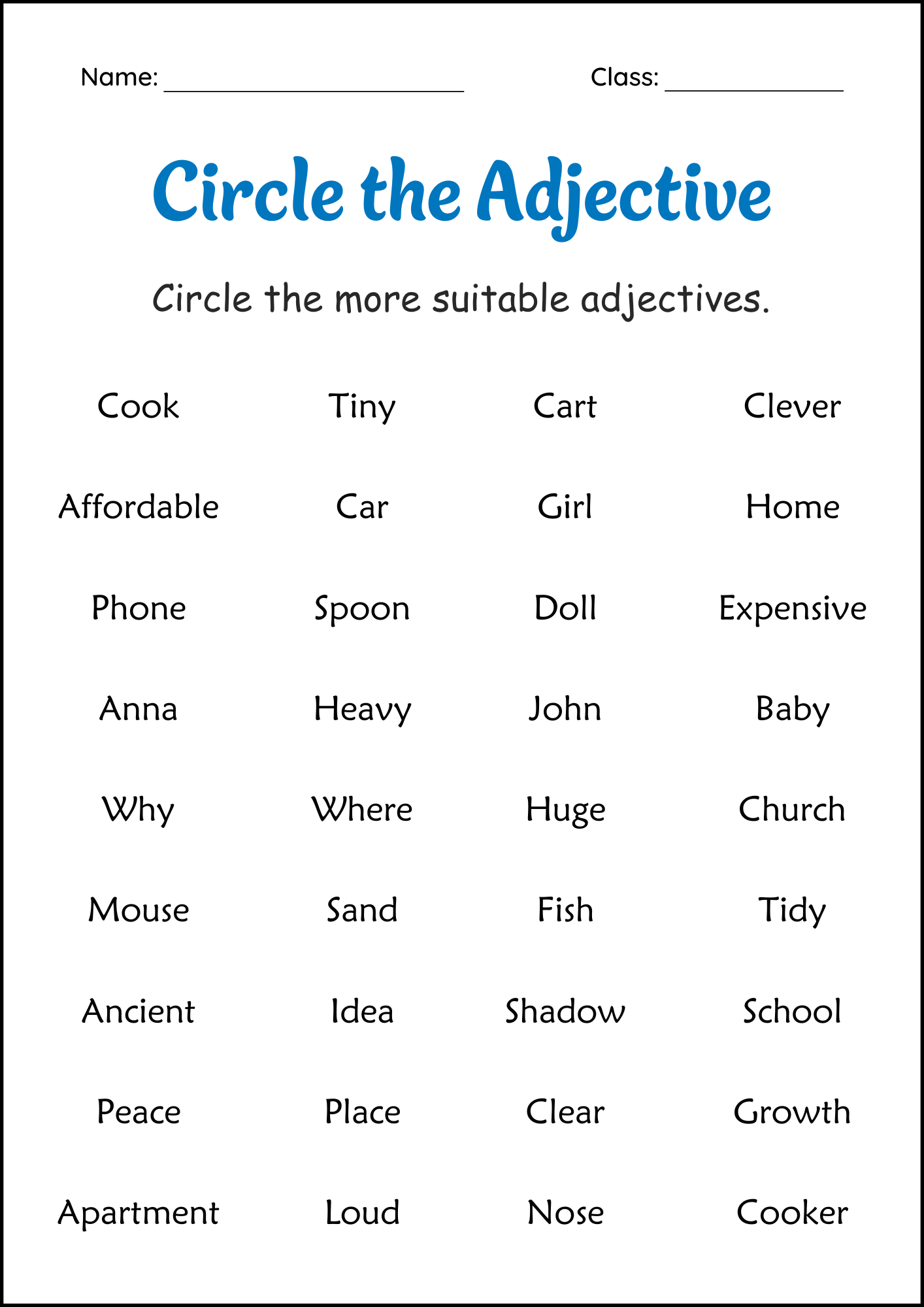 Circle The Adjectives Grammar Worksheets 2nd And 3rd Grade Made By Teachers Circle The Adjectives Grammar Worksheets 2nd And 3rd Grade Made By Teachers