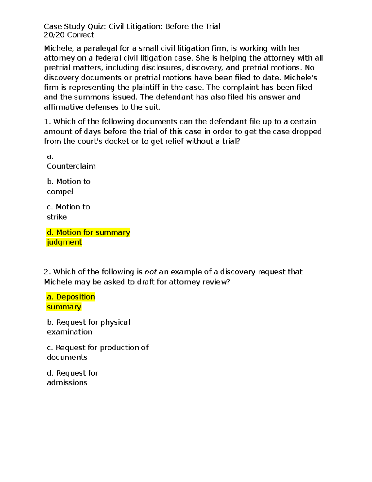 Civil Litigation 101 Pretrial Process And Essential Documents Studocu