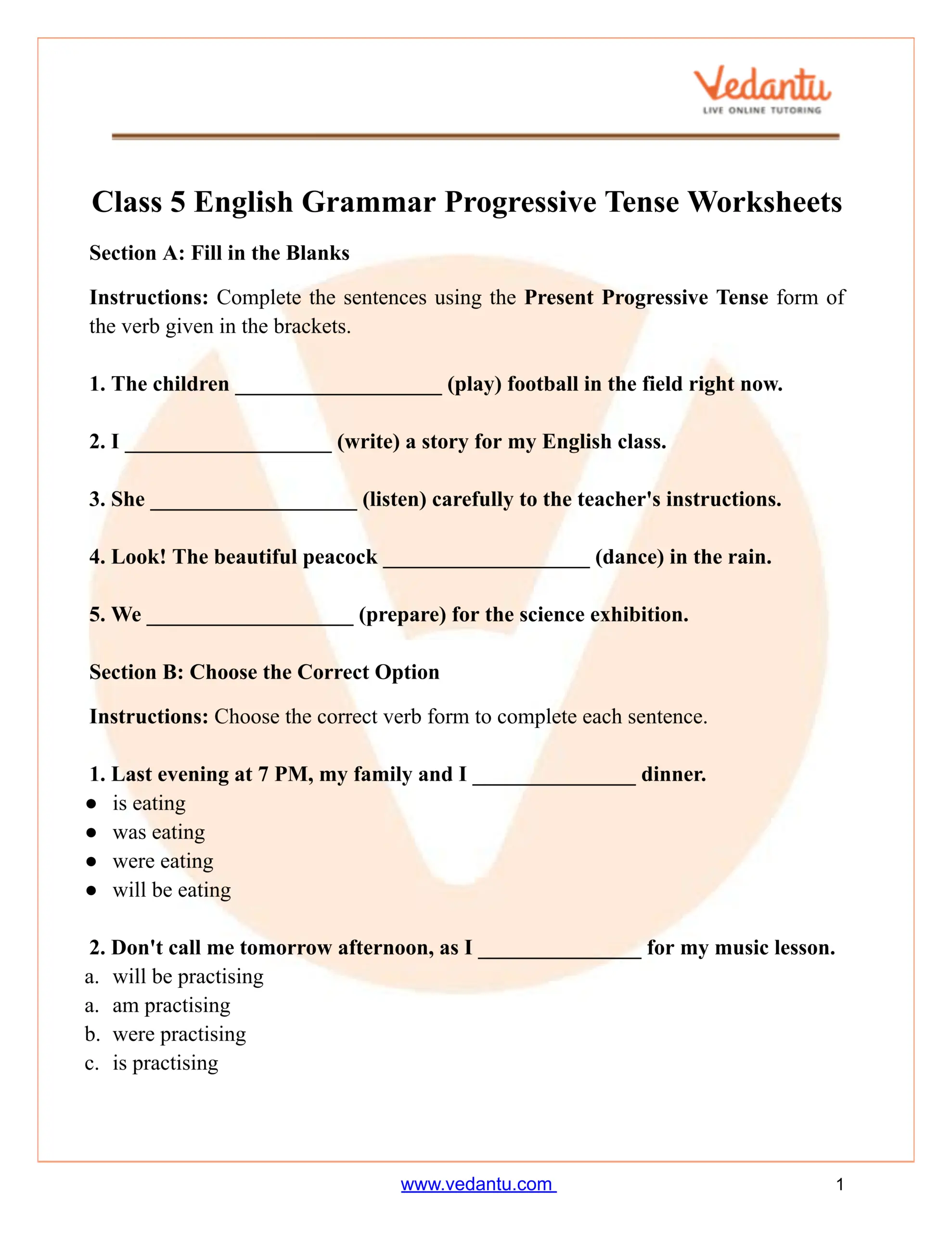 Free Printable English Grammar Worksheet