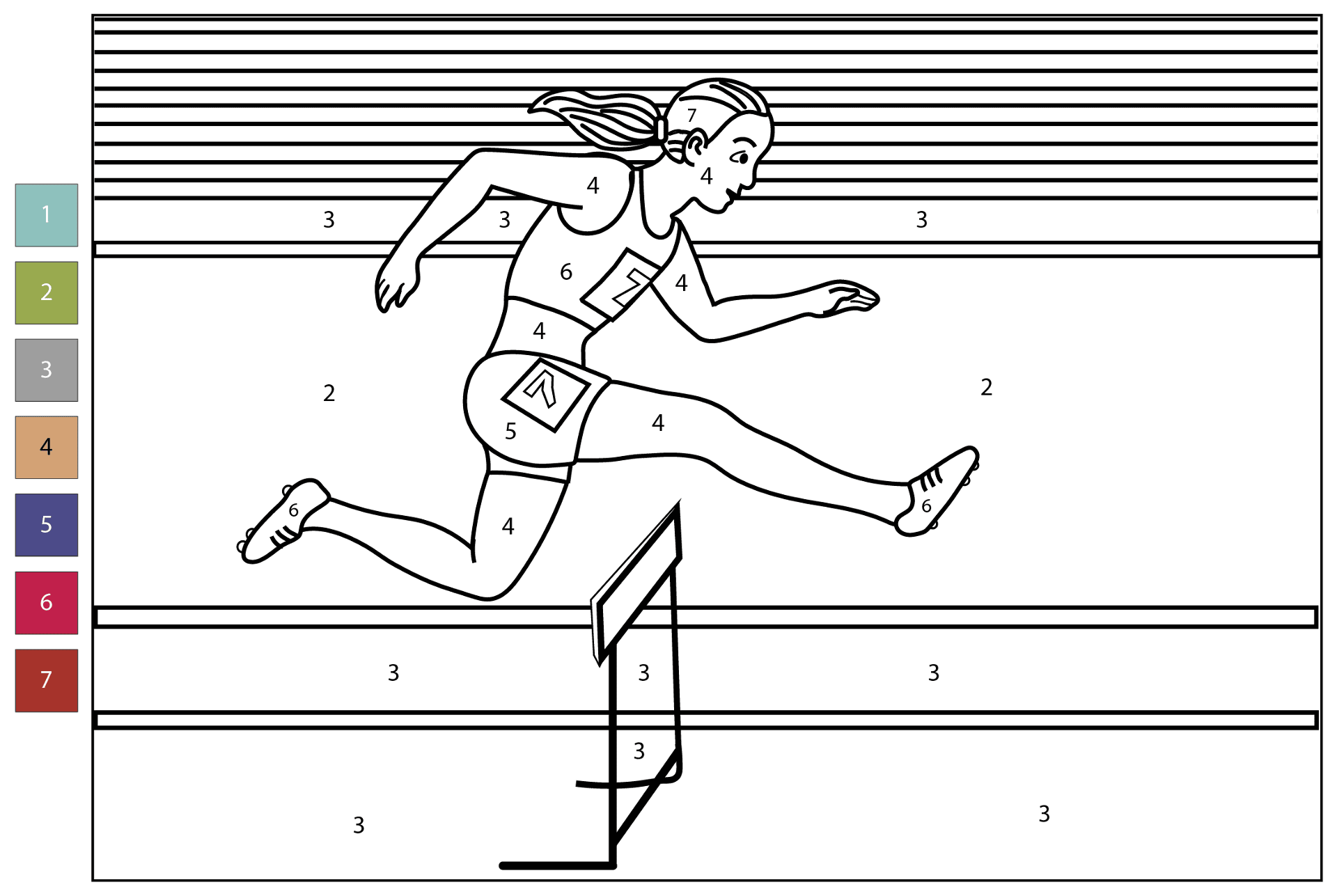 Color By Number Track And Field Coloring Page Free Printable Color By Number Track And Field Coloring Page Free Printable