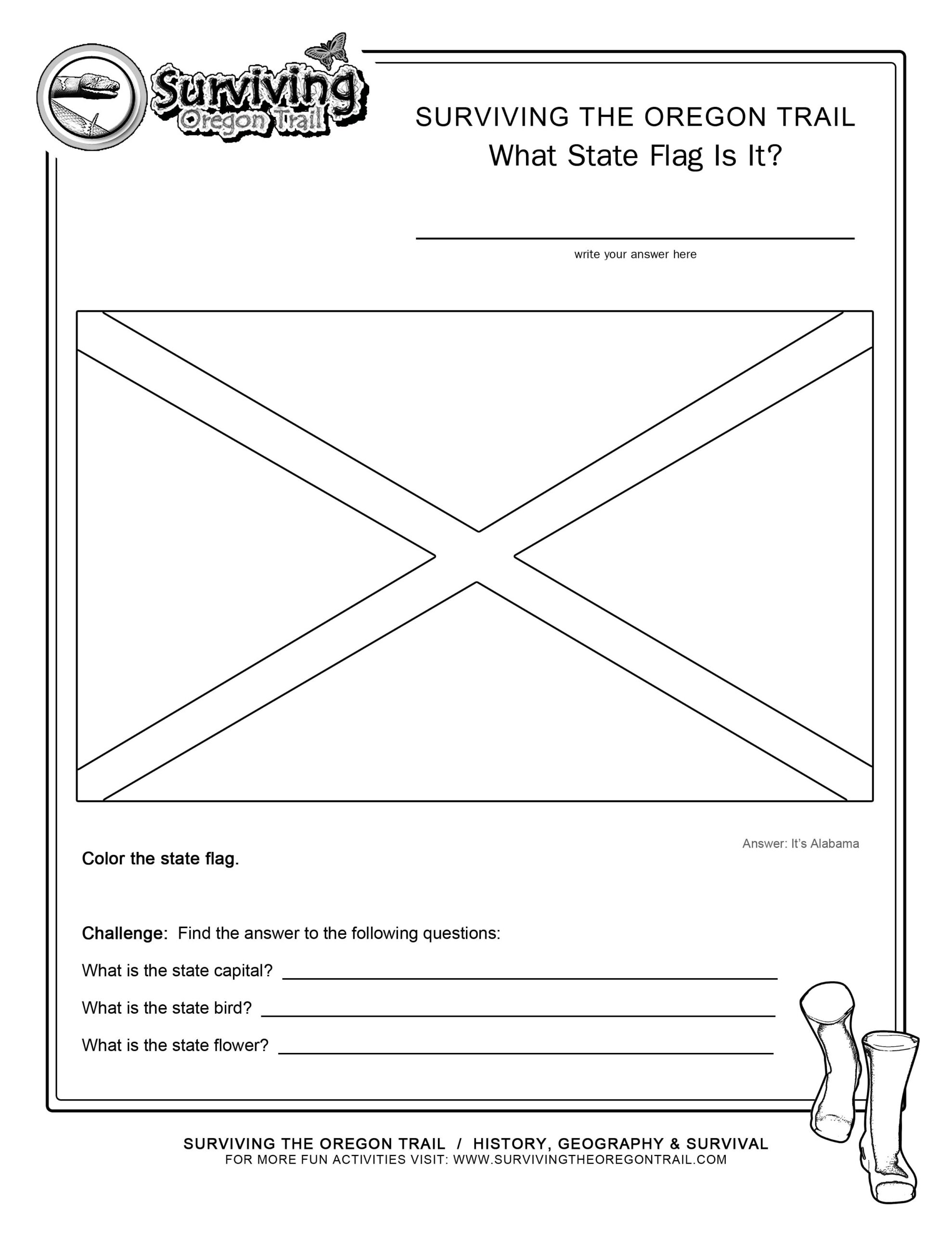 Coloring Page State Flag Alabama Printable Worksheet Surviving The Oregon Trail Coloring Page State Flag California Printable Worksheet Surviving The Oregon Trail