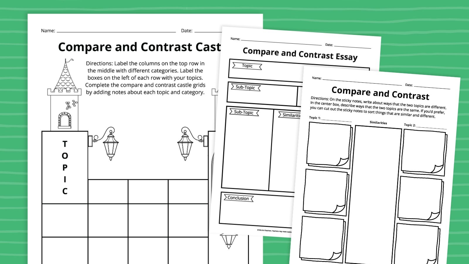 Compare And Contrast Graphic Organizer Bundle Free Printables Free And Customizable Compare And Contrast Templates Canva
