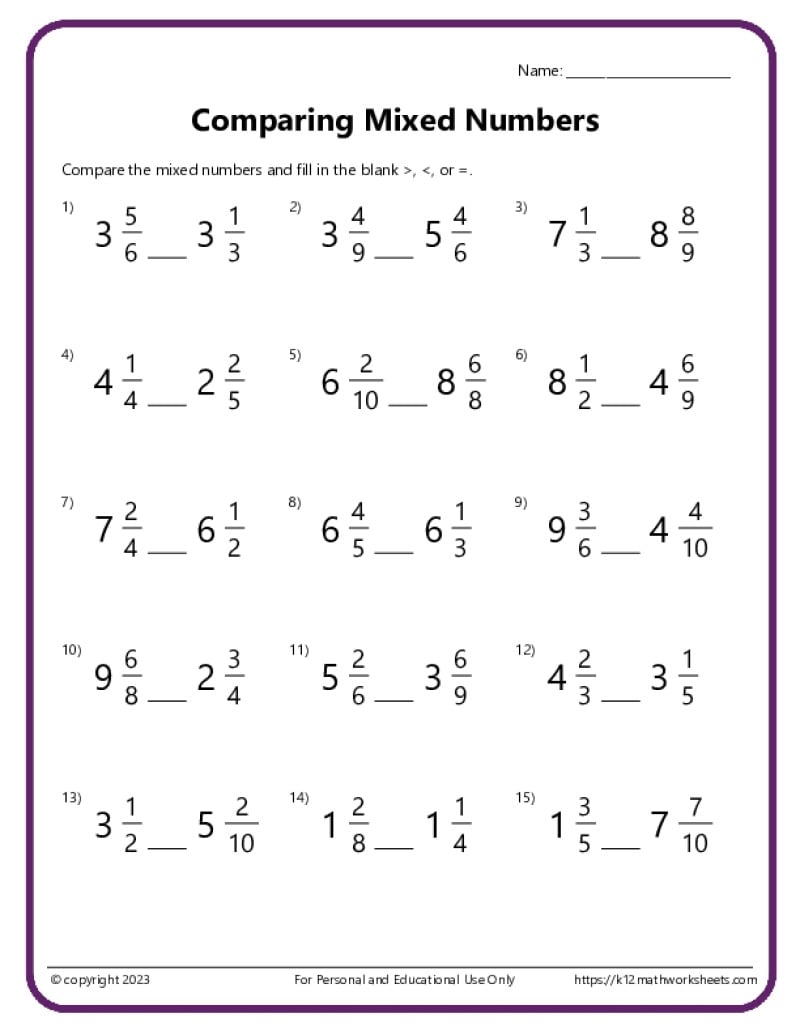 Worksheets For Fraction Addition