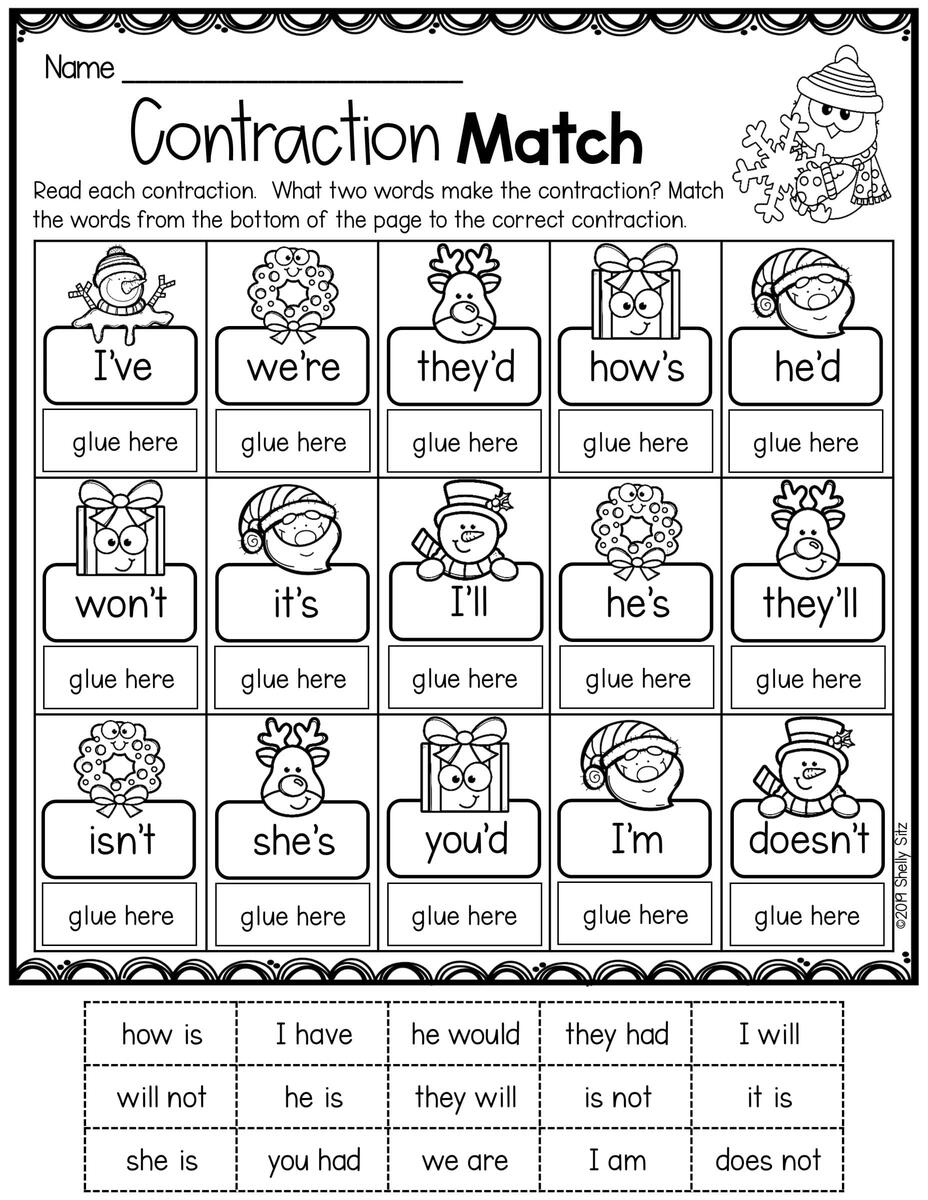 Contractions Worksheet Second Grade Teaching Blog