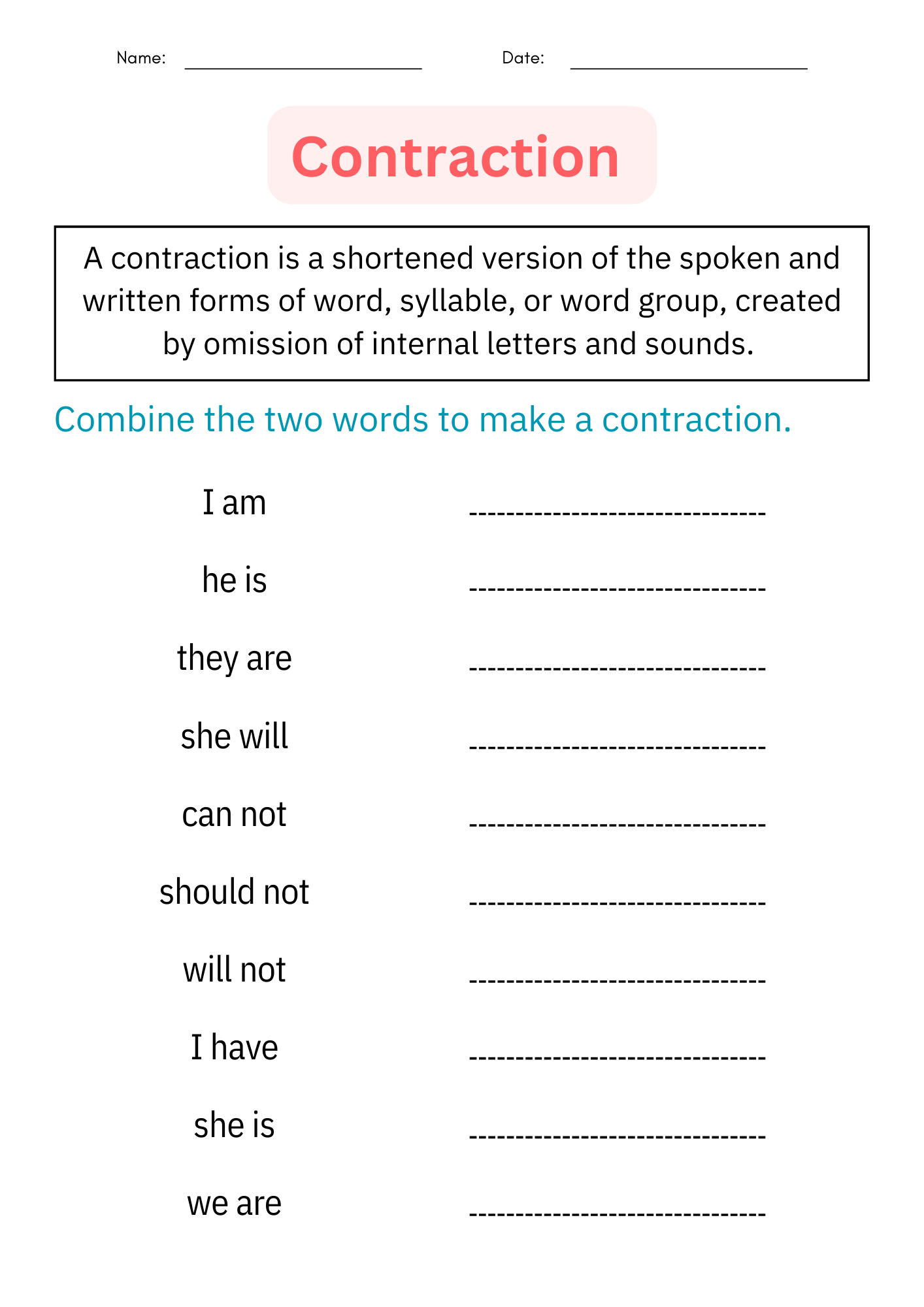 Contractions Worksheets Grammar Practice Review Pages Activities Morning Work Made By Teachers Contractions Worksheets Grammar Practice Review Pages Activities Morning Work Made By Teachers