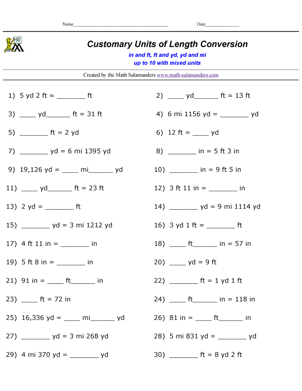 Metric Conversion Worksheet