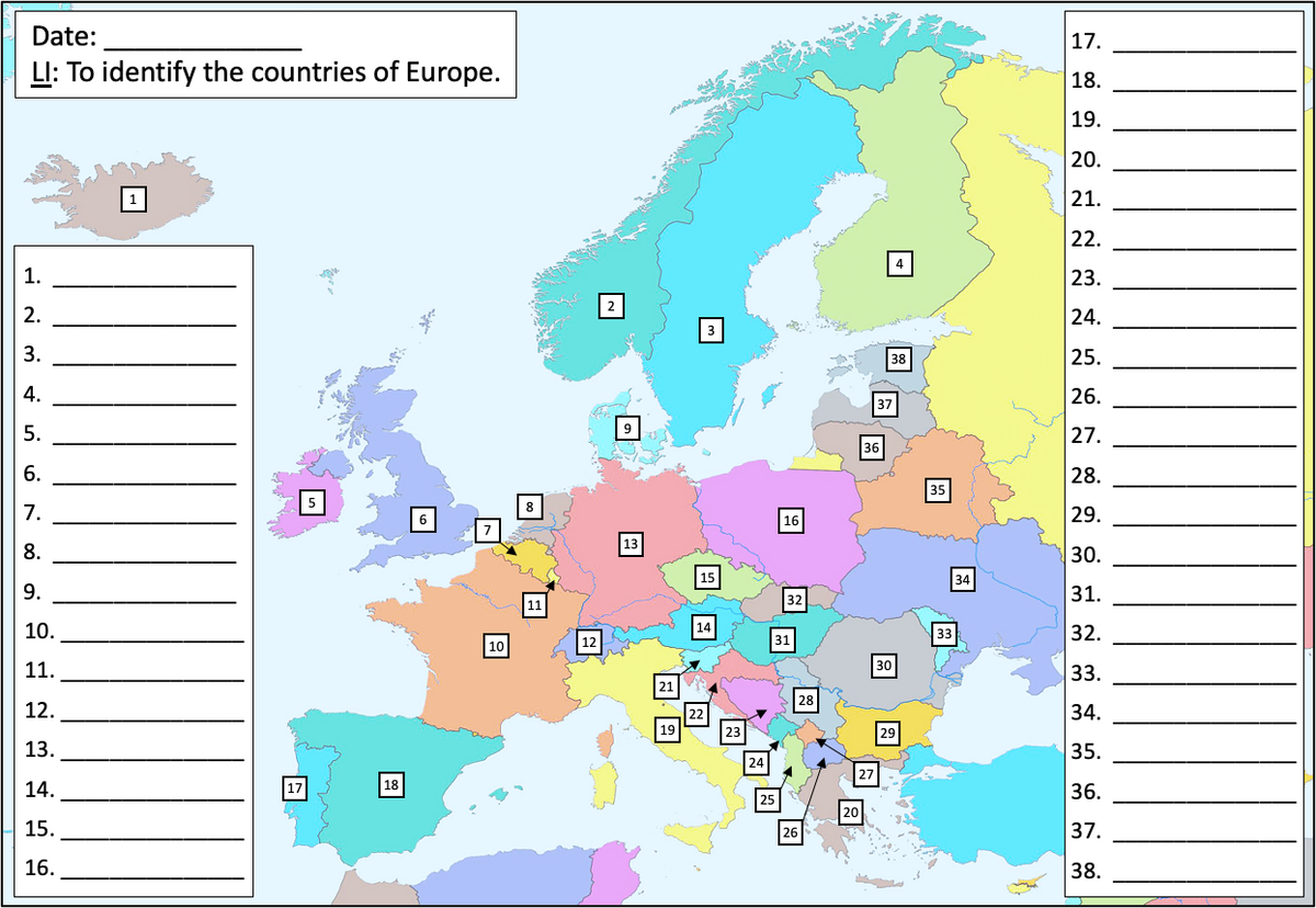 Countries And Capitals Of Europe Differentiated Map Activities All Ages Teaching Resources