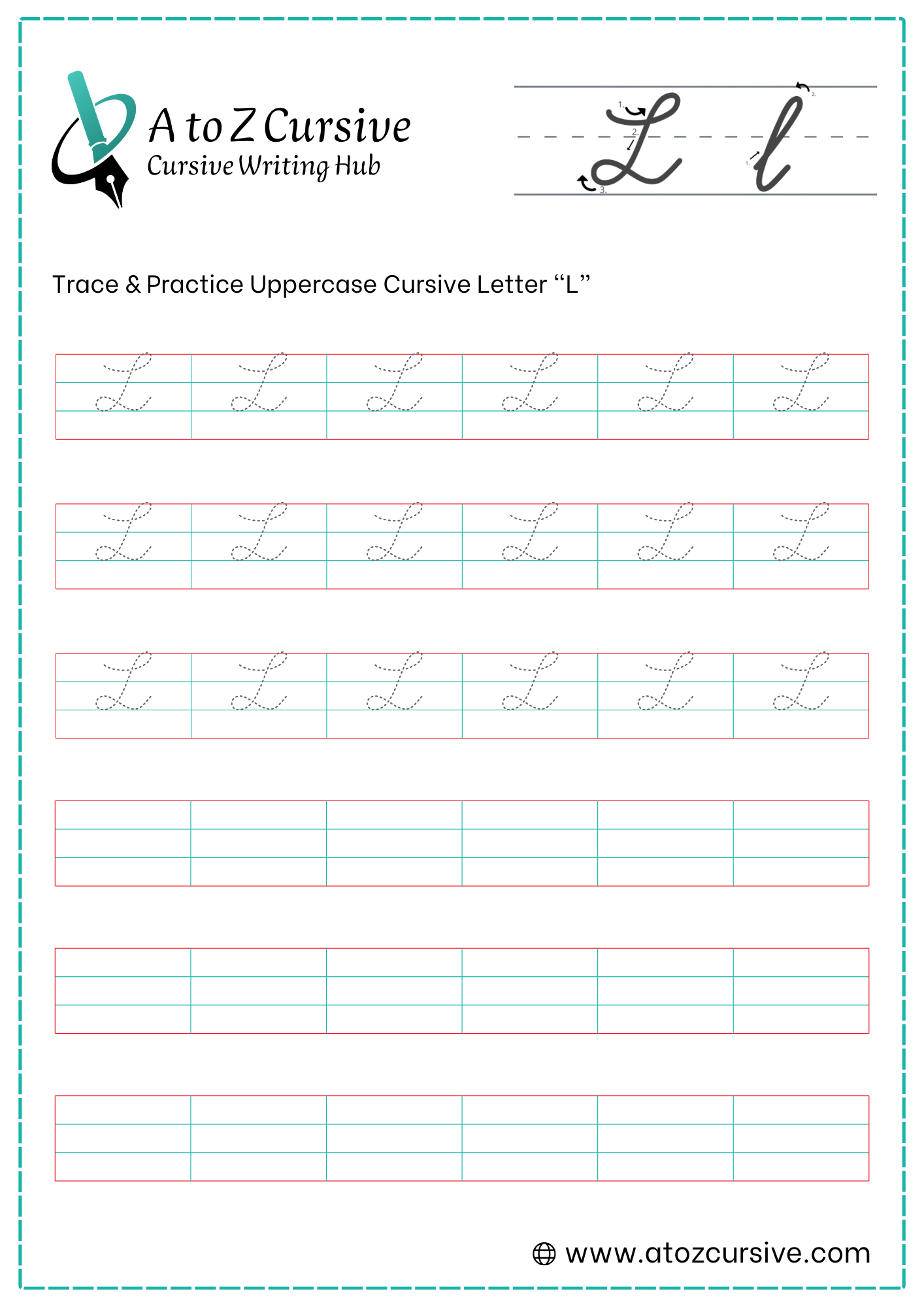 Cursive L Tutorial And Worksheets