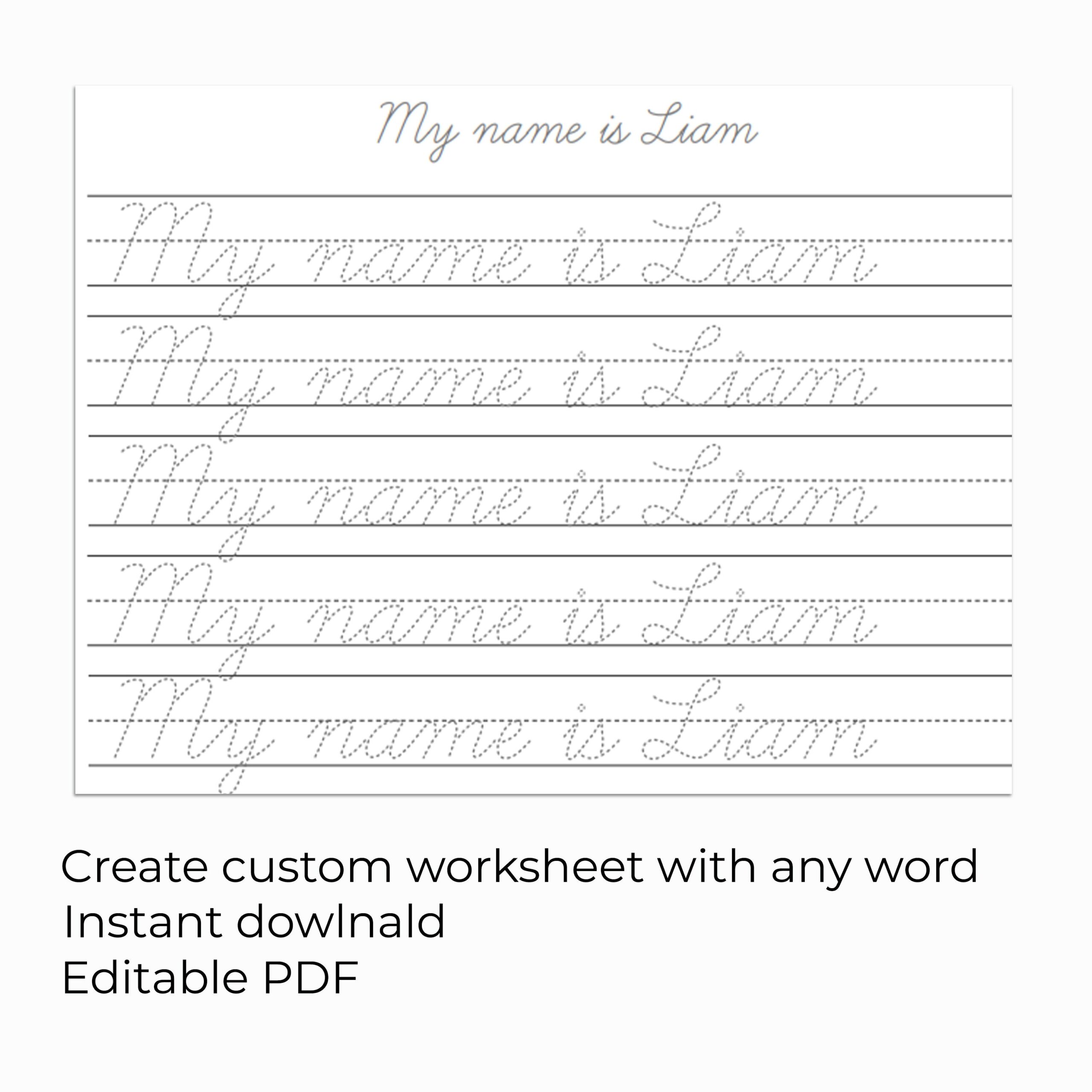 Customizable Gifts Free Cursive Name Tracing Worksheet Printable PDF Template Gifts For Parents