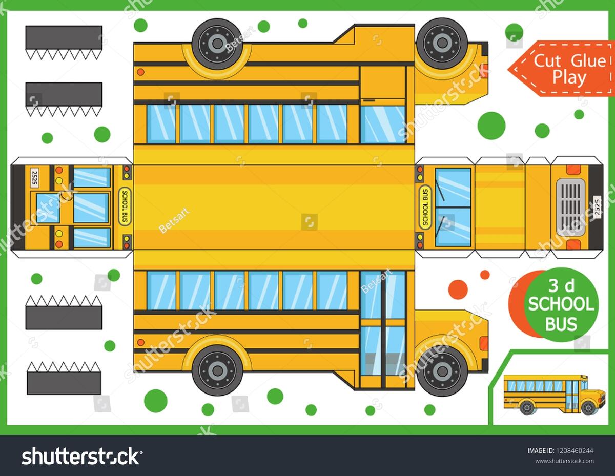 Cut Glue Paper Cartoon School Bus Stock Vector Royalty Free 1208460244 Shutterstock Build A School Bus Cut Paste Craft Back To School Coloring Page Printable American Yellow Bus Model Educational Transport Art Activity Etsy