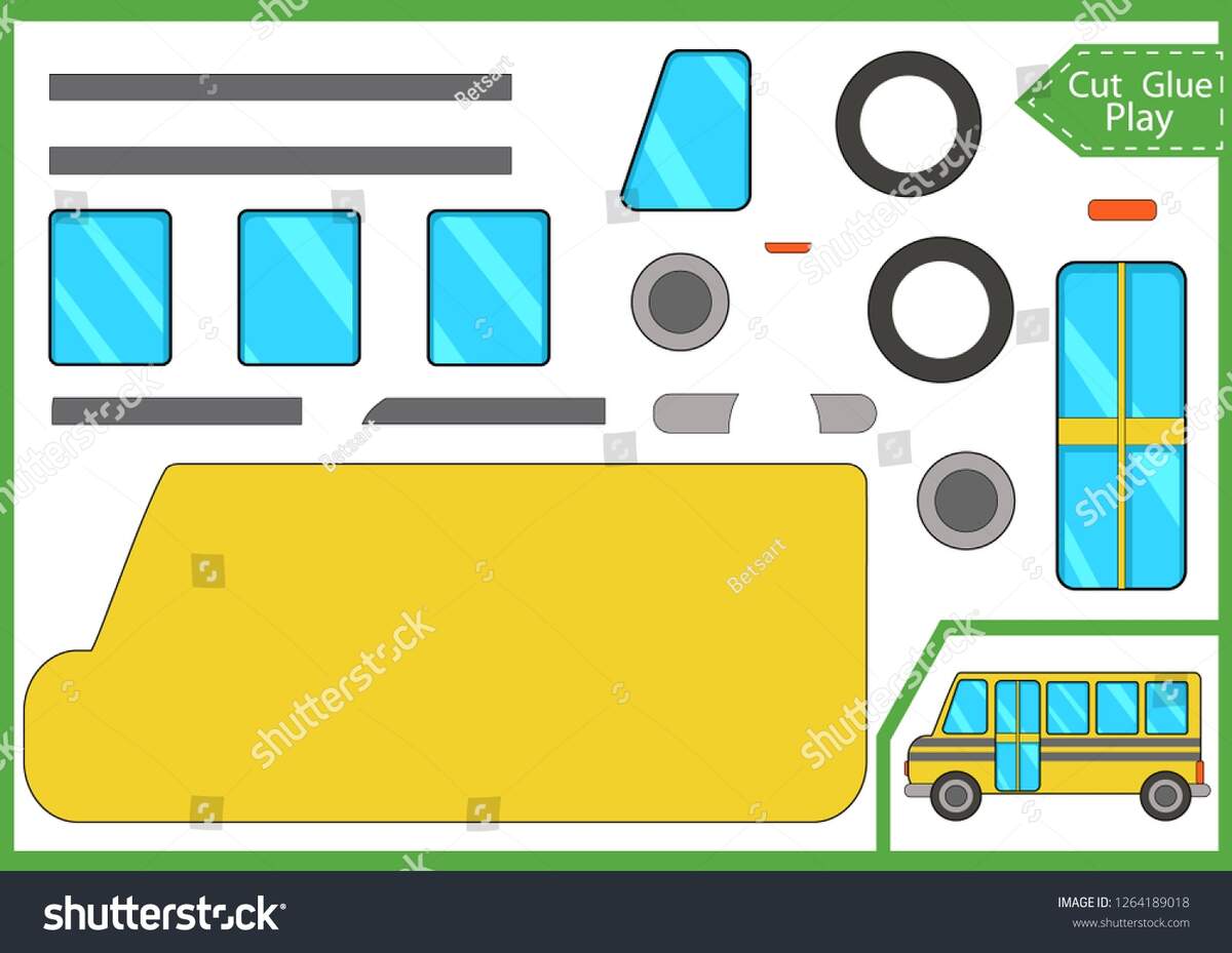 Cut Glue Paper Cartoon School Bus Stock Vector Royalty Free 1264189018 Shutterstock Cut Glue Paper Cartoon School Bus Stock Vector Royalty Free 1264189018 Shutterstock