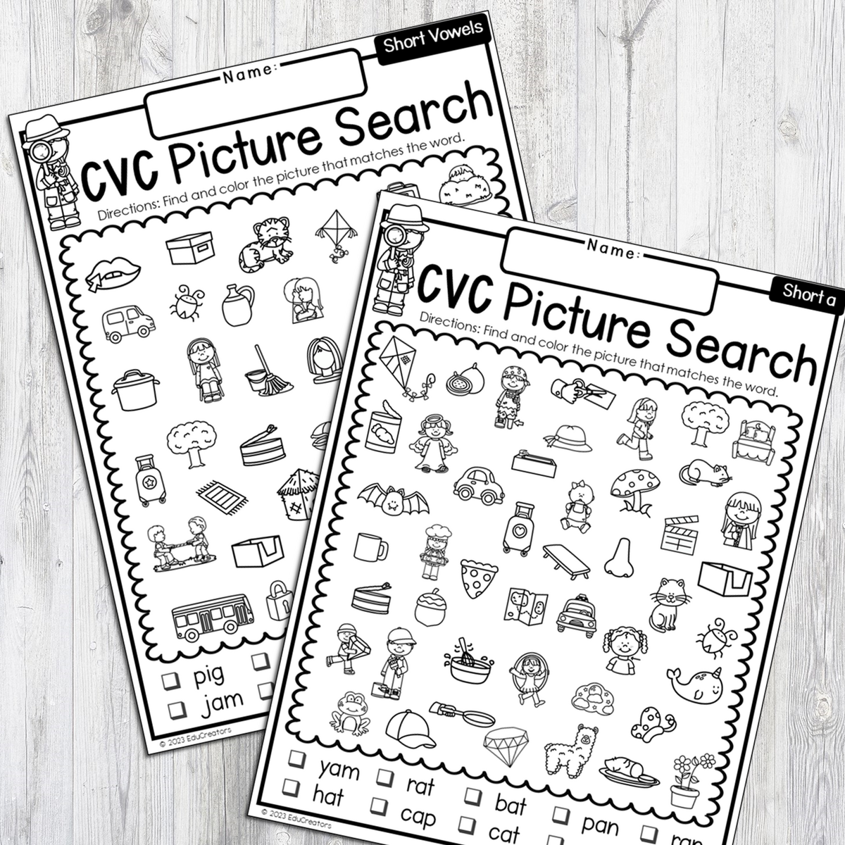 CVC Phonics Picture Search I Spy Read And Find Worksheet Puzzles Classful