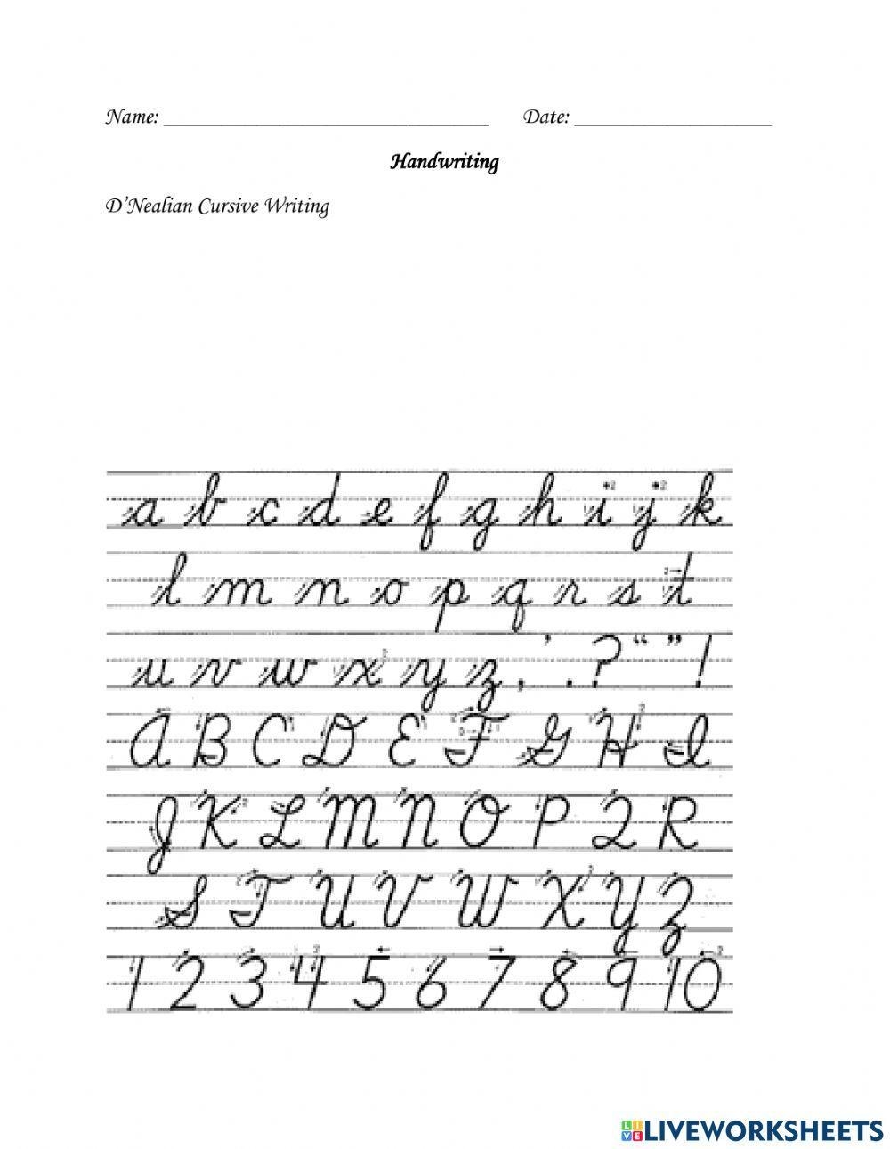 D Nealian Print Handwriting Worksheets Improve Penmanship Skills