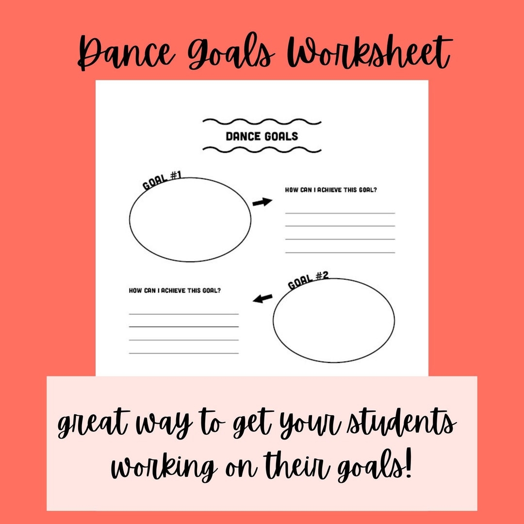 Dance Goals Worksheet Printable Etsy Dance Student Goals Digital Download Etsy