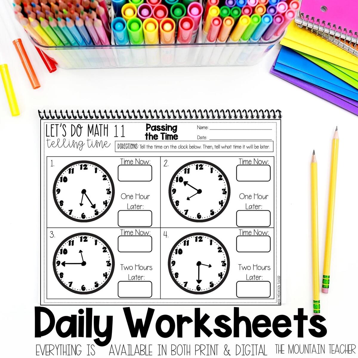 Digital Telling Time Worksheets 2nd Grade Time To 5 Minutes Elapsed Time The Mountain Teacher