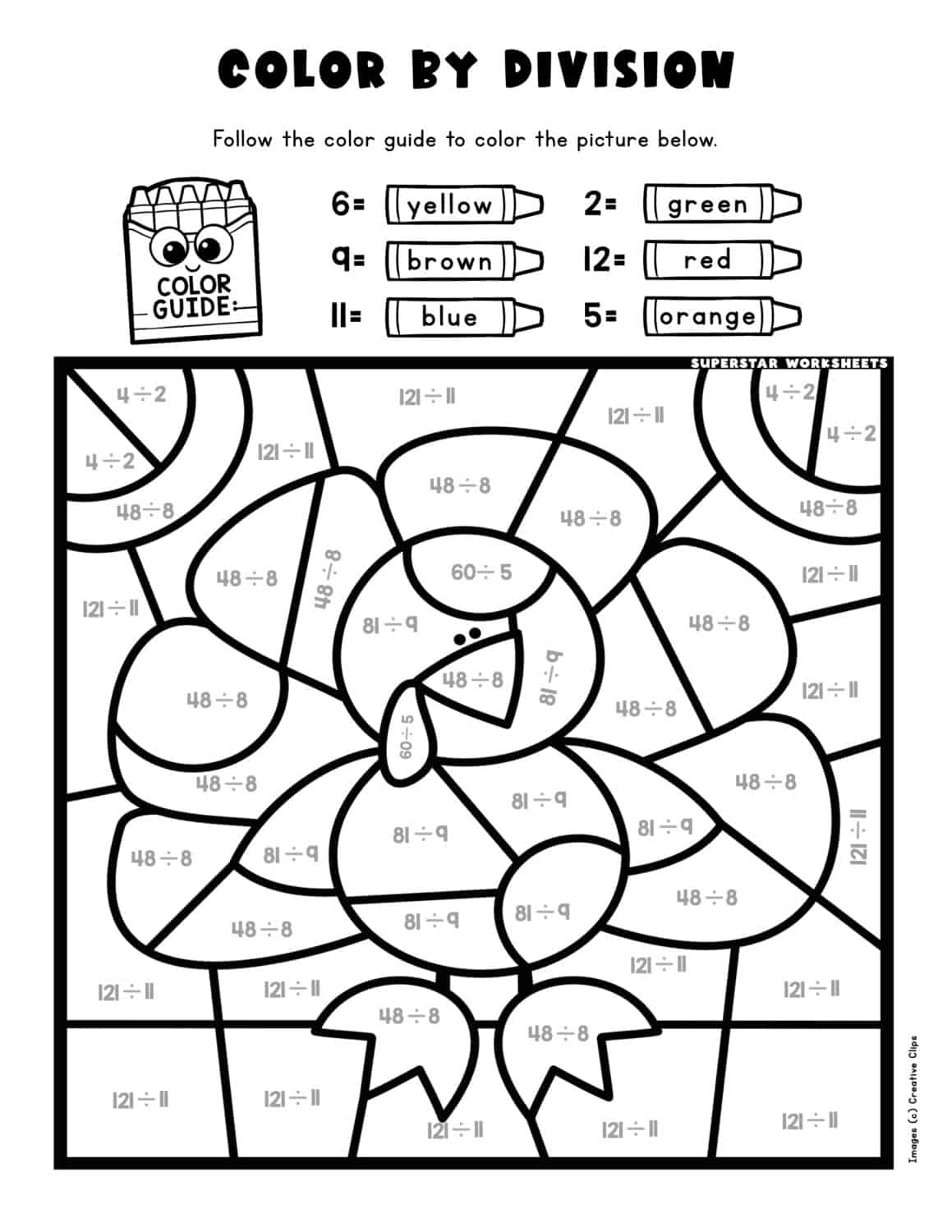 Division Color By Number Superstar Worksheets Division Color By Number Superstar Worksheets