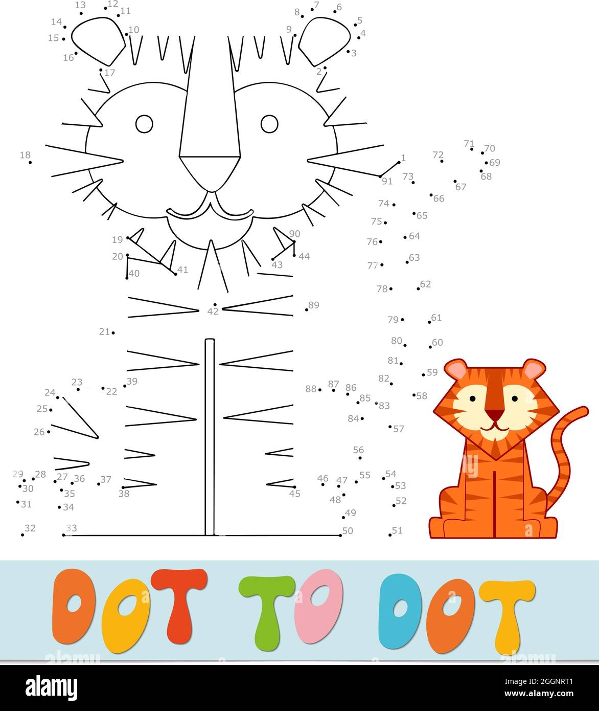 Dot To Dot Puzzle For Children Connect Dots Game Tiger Vector Illustration Stock Vector Image Art Alamy