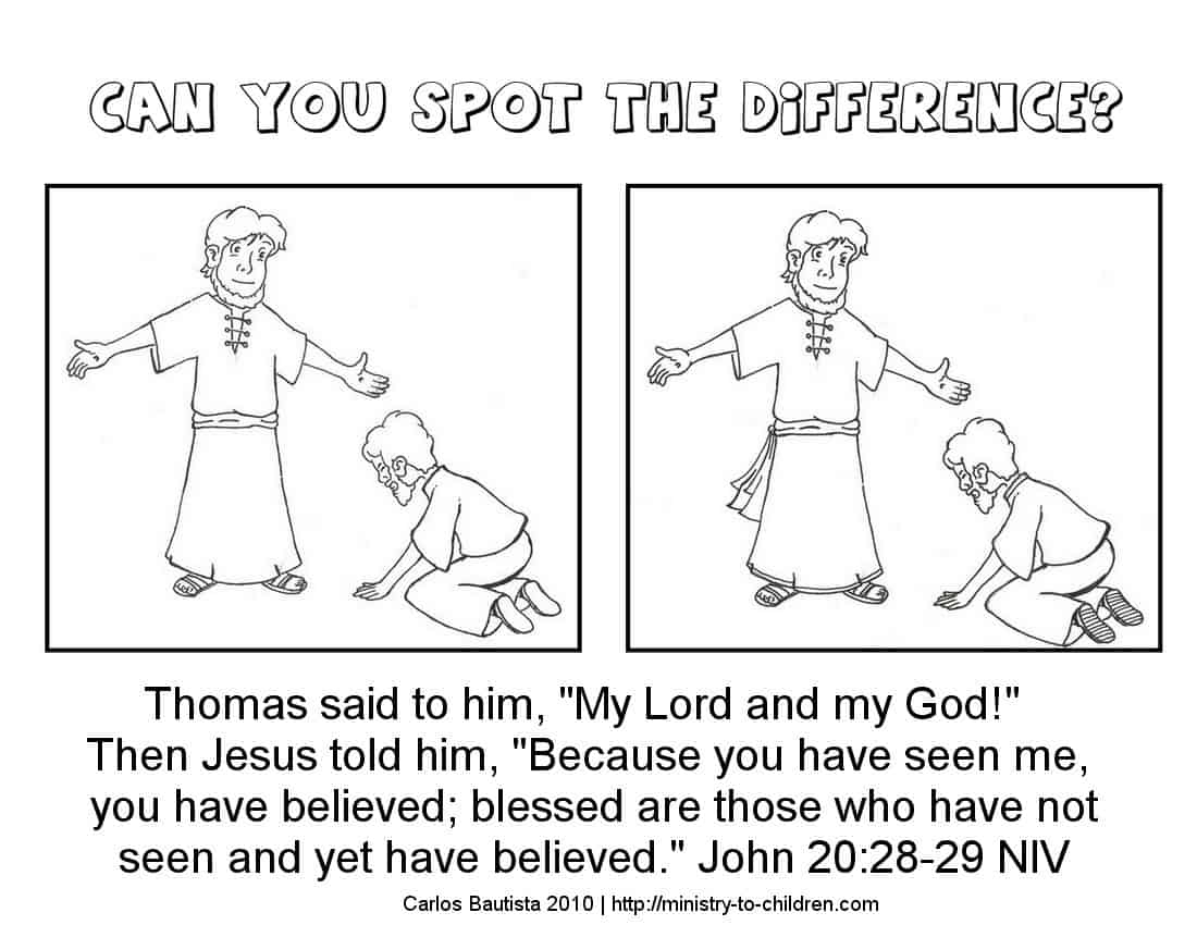 Doubting Thomas Sunday School Worksheet