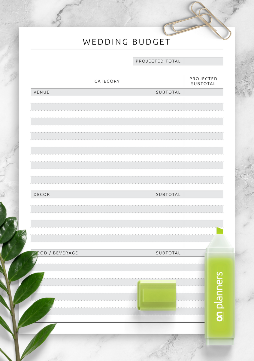 Download Printable Wedding Budget Template Original PDF Download Printable Wedding Budget Template Original PDF
