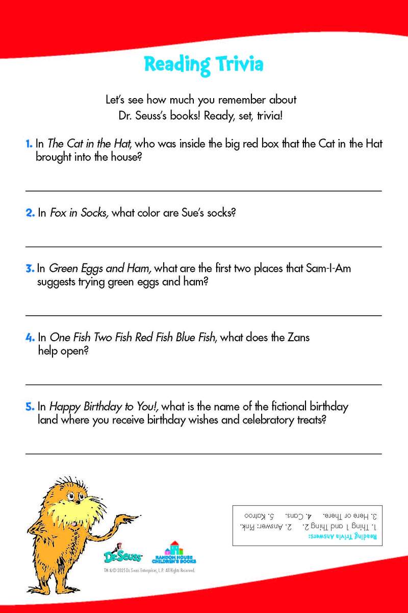 Dr Seuss Printables And Activities Brightly