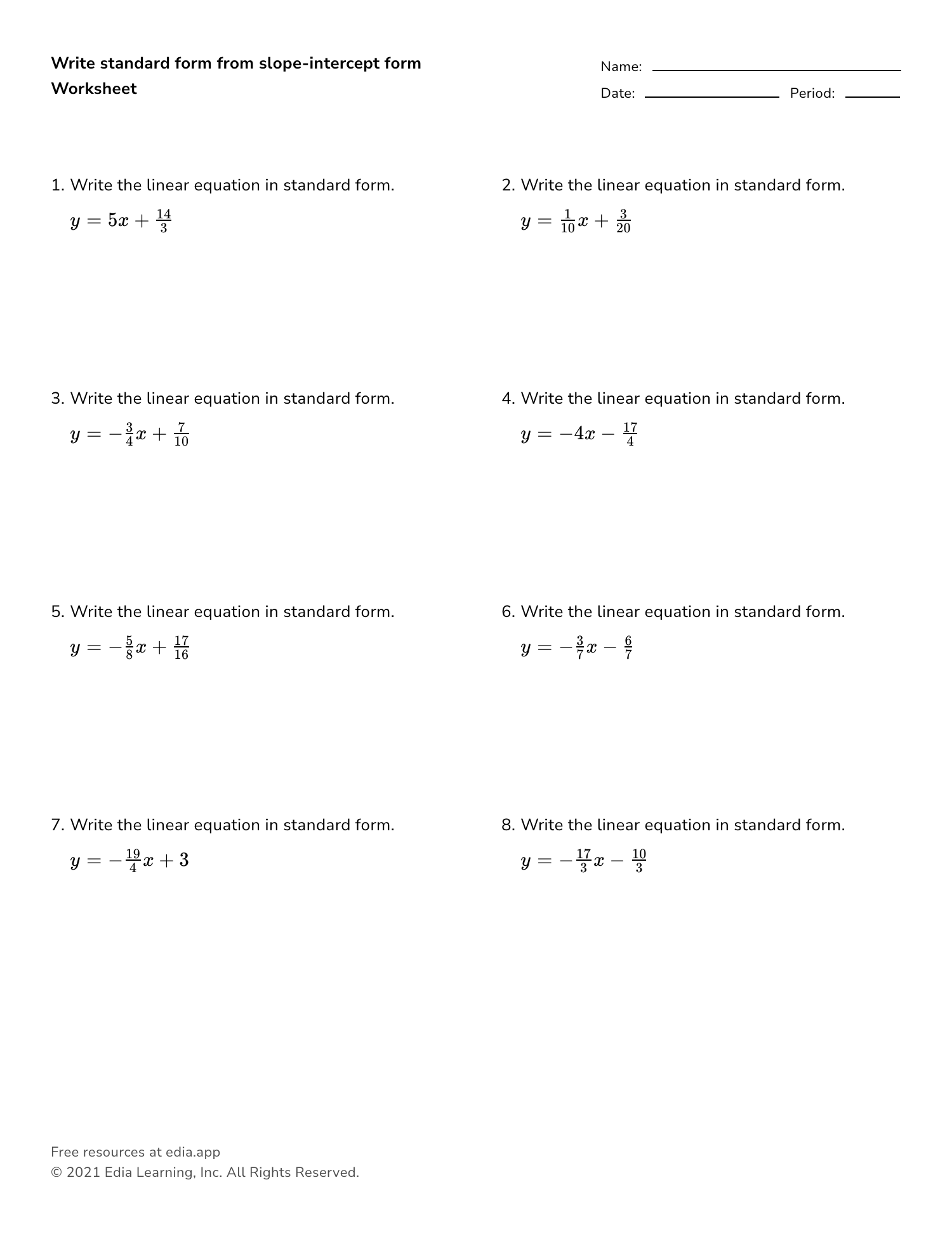 Free Collection Of Point Slope Form Practice Worksheets Worksheets Library