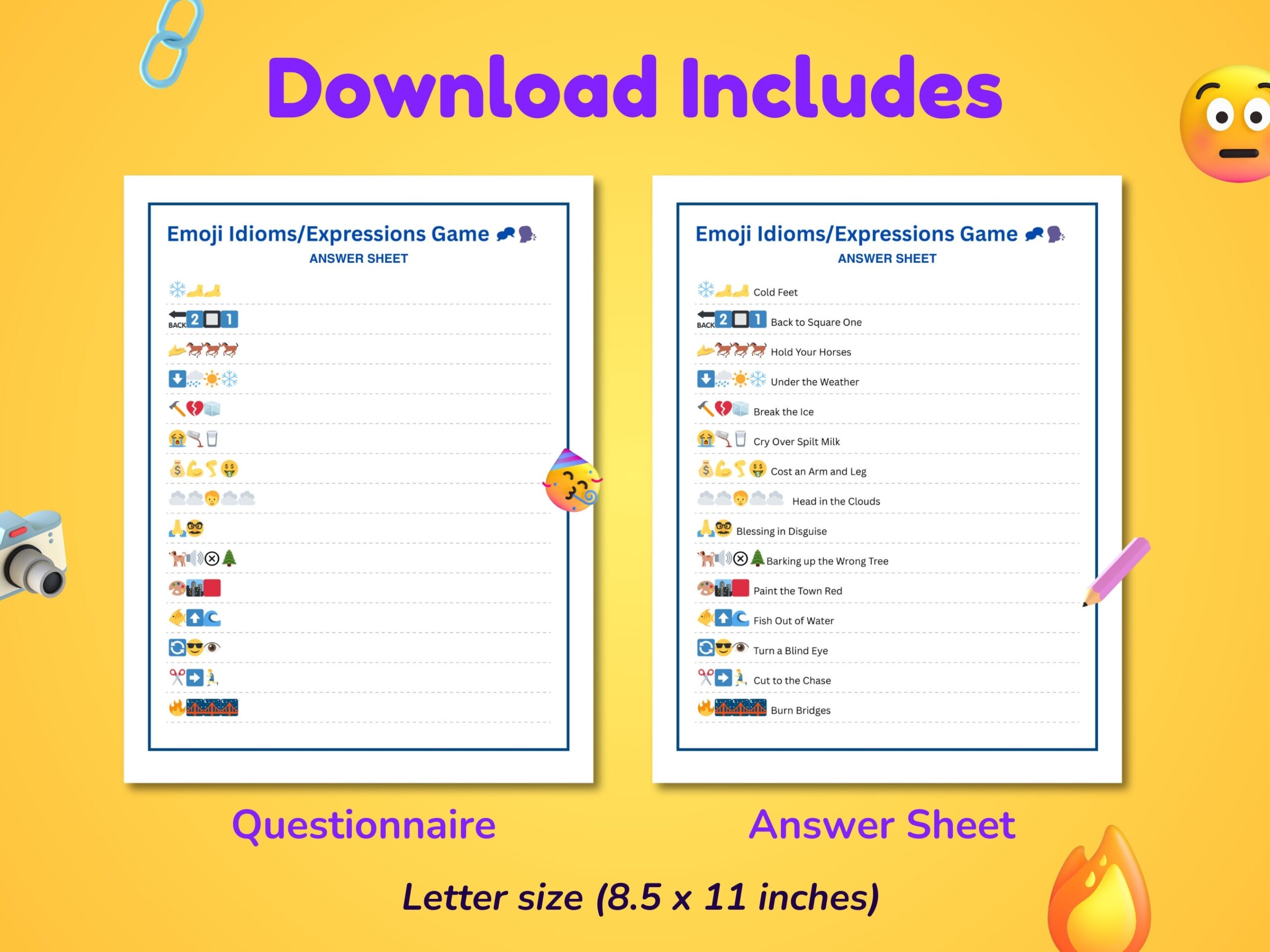 Emoji Idioms Pictionary Game Printable Trivia PDF Etsy Israel Emoji Idioms Pictionary Game Printable Trivia PDF Etsy Israel
