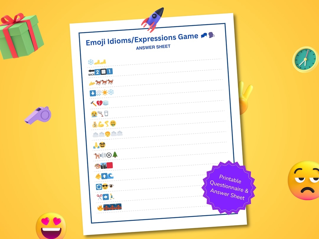 Emoji Idioms Pictionary Game Printable Trivia PDF Etsy Israel
