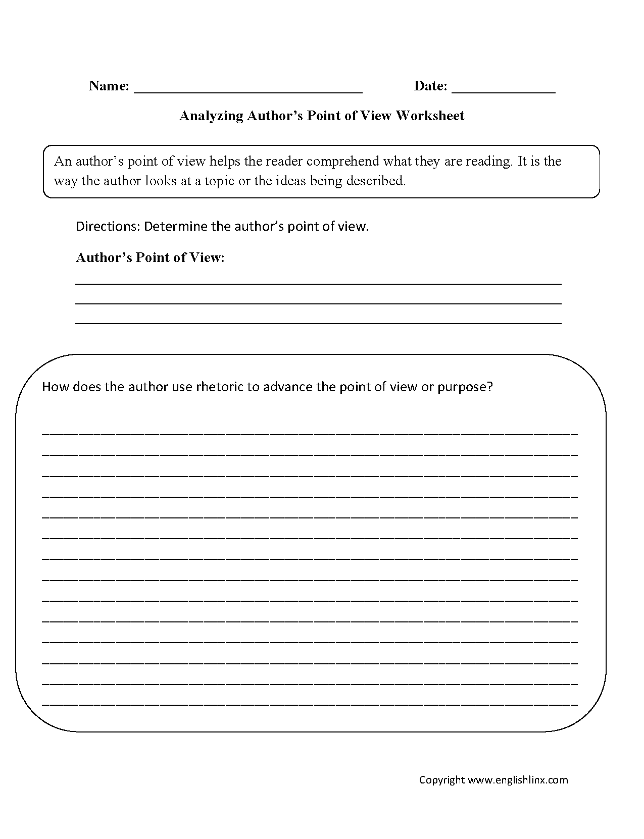 Englishlinx Point Of View Worksheets Analyzing Point Of View 3 Free Graphic Organizers Teaching Made Practical
