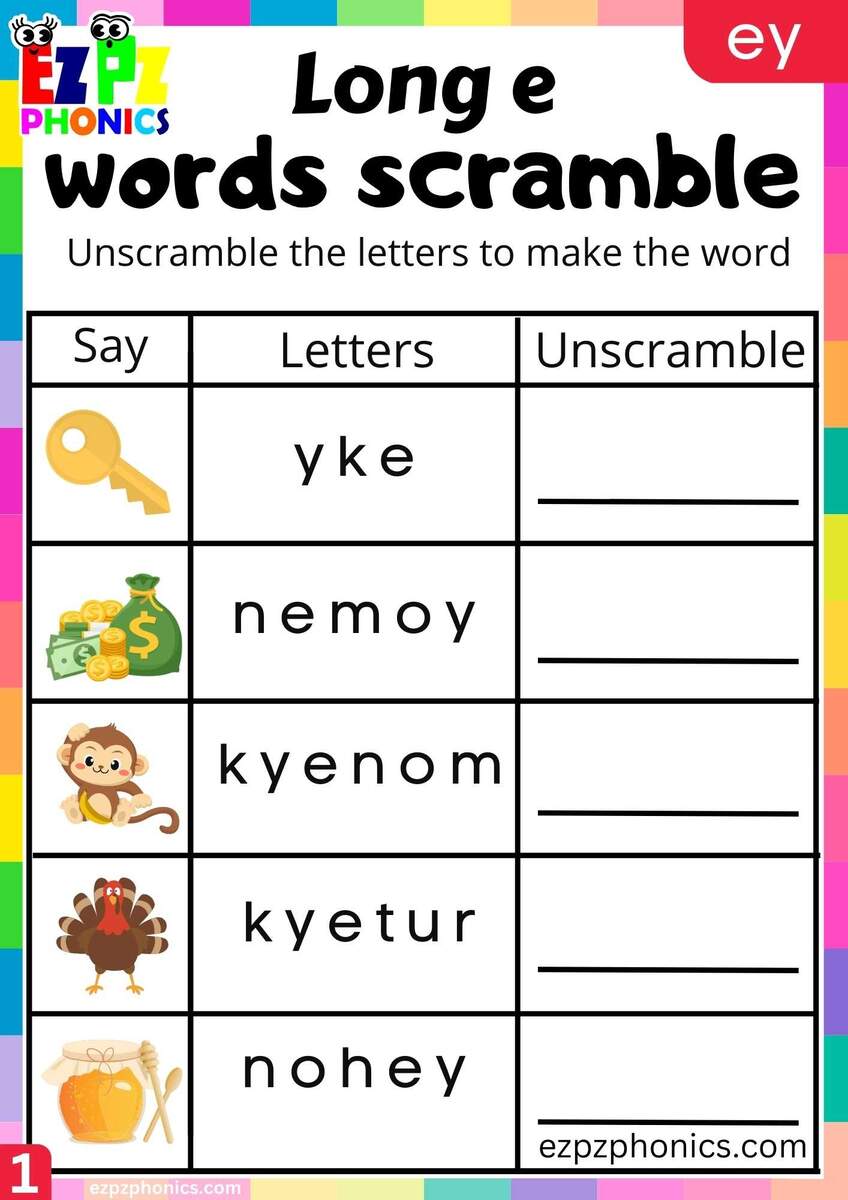 EY Words Words Scramble Long E Phonics Worksheet Ezpzphonics EY Words Words Scramble Long E Phonics Worksheet Ezpzphonics