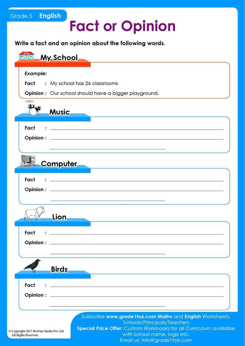 Free Fact And Opinion Worksheets Customizable Templates Worksheets Library