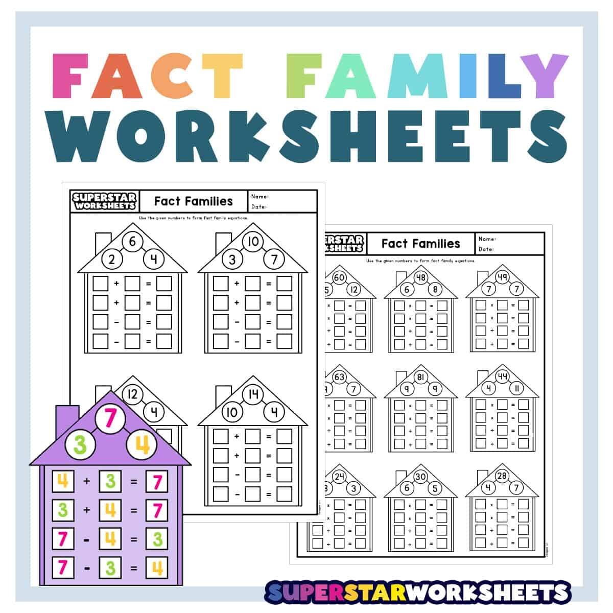 Fact Family Worksheets Superstar Worksheets Algebra Worksheets With Answers Printable PDF Math Worksheets Cazoom Math