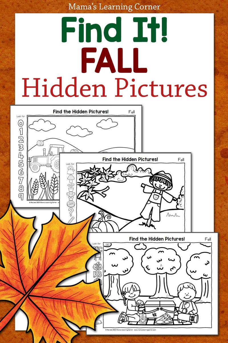 Fall Hidden Picture Printables For Kids Mamas Learning Corner Spring Hidden Picture Worksheets Mamas Learning Corner