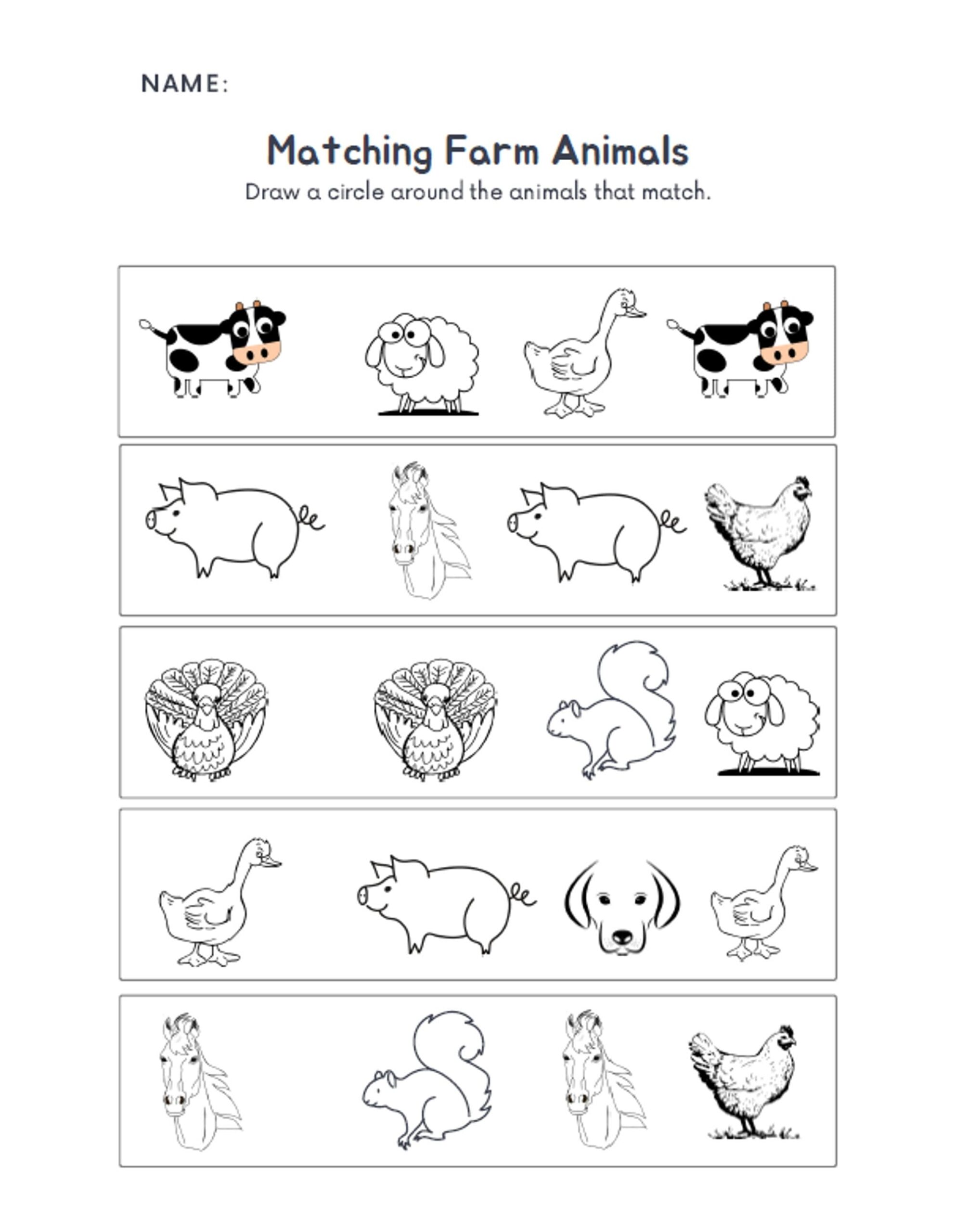 Farm Animals Worksheets Etsy Fun At The Farm Printables Free Coloring Pages Learning Worksheets HP Official Site