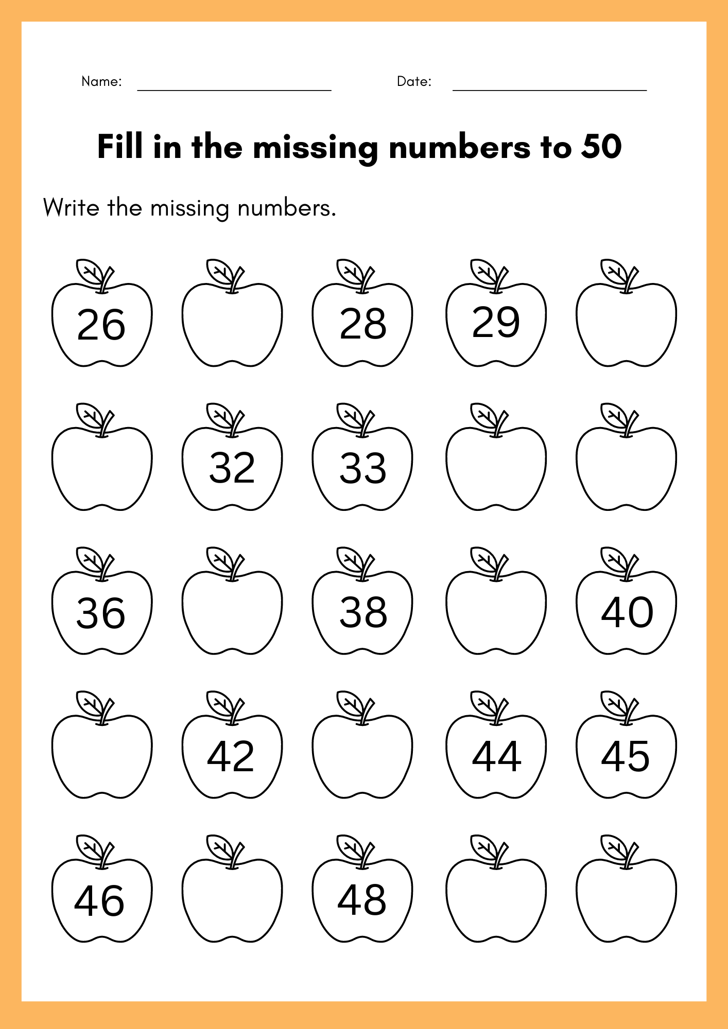 Fill In The Missing Numbers To 50 Worksheet Kindergarten Numbers 1 To 50 Book Made By Teachers WHAT COMES AFTER Numbers 1 To 50 Worksheets Games