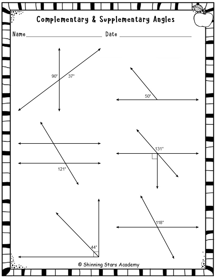 Find The Complementary And Supplementary Angles Worksheets Geometry Practice Teaching Resources Find The Complementary And Supplementary Angles Worksheets Geometry Practice Teaching Resources