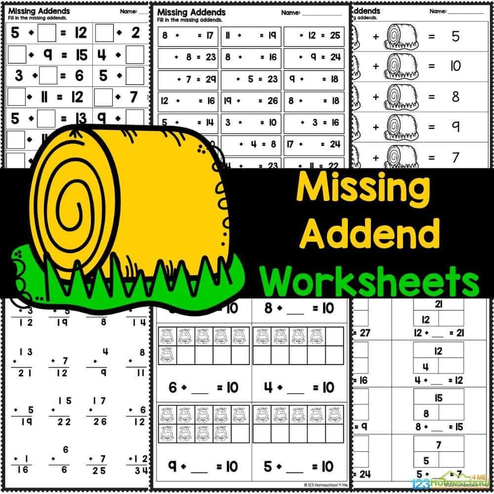 Find The Missing Addend Worksheets For K 1 Find The Missing Addend Worksheets For K 1