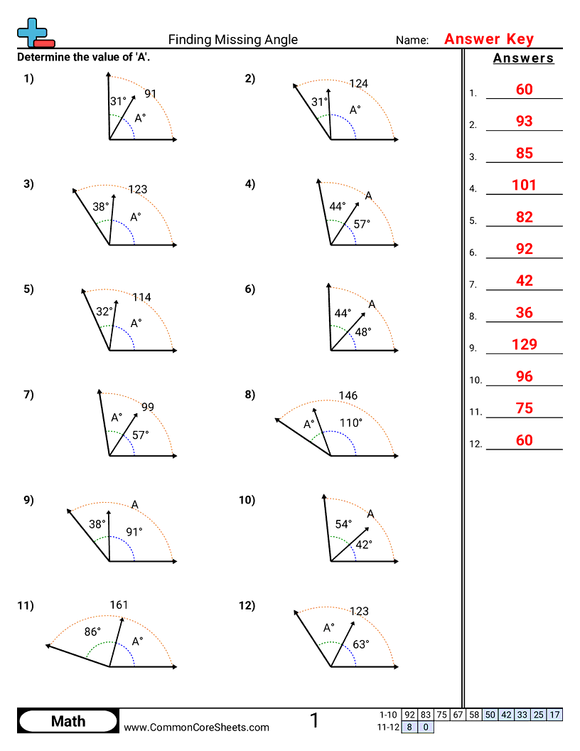 Finding Missing Angle Worksheet Download