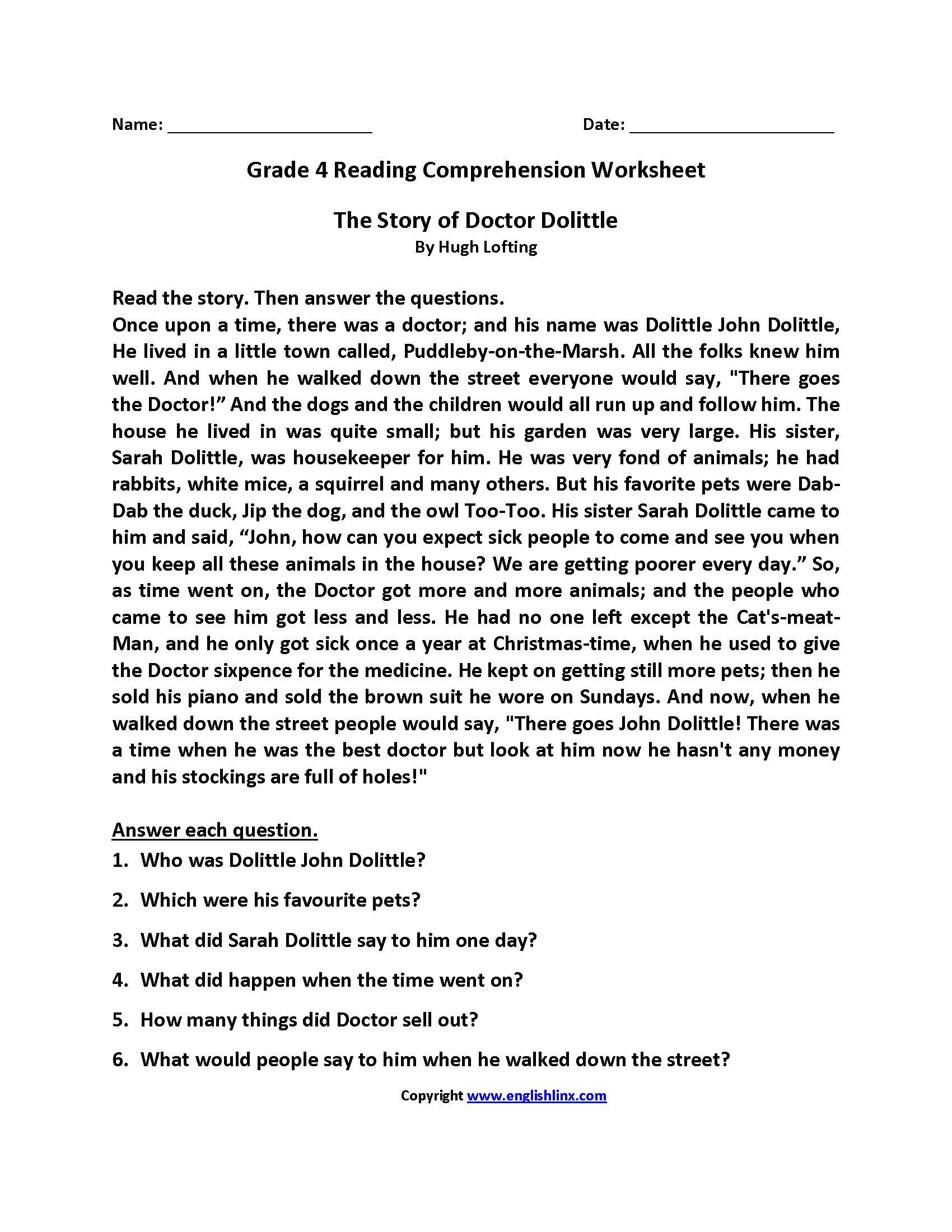 Fourth Grade Reading Worksheets Improve Fluency Comprehension Fourth Grade Reading Worksheets Improve Fluency Comprehension