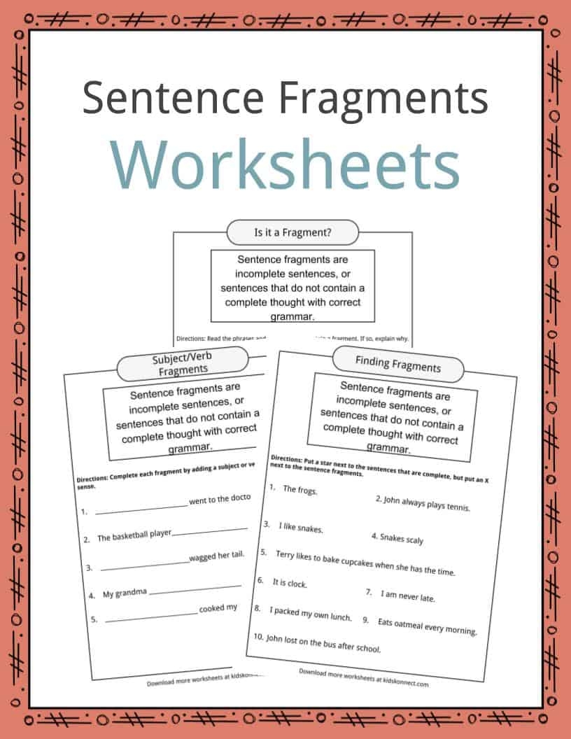Fragment Sentences Worksheet Practice And Master Sentence Structure