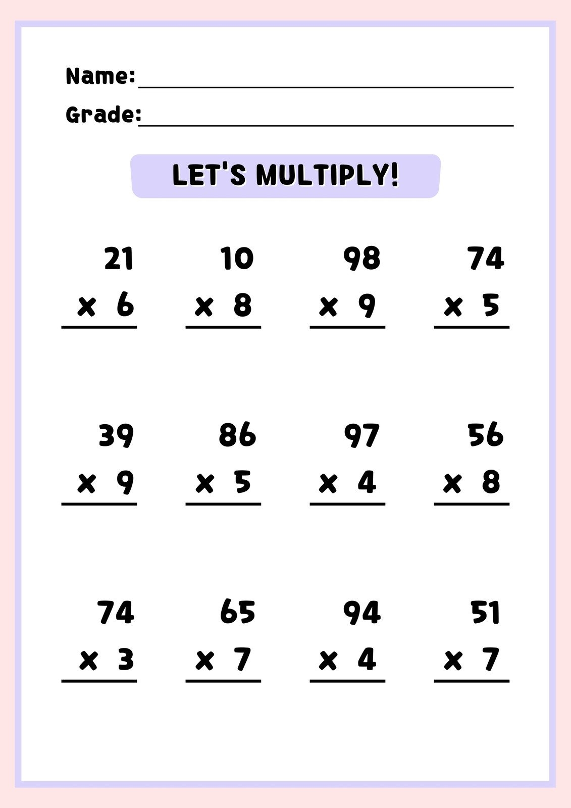 Free And Customizable Multiplication Templates Canva Free And Customizable Multiplication Templates Canva