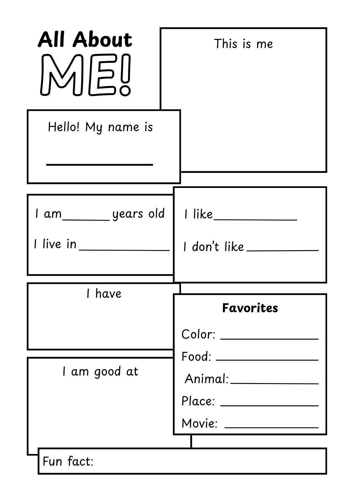 Free And Printable All About Me Worksheet Templates Canva All About Me Worksheet Free